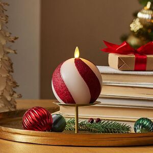 Luminara Flameless Indoor LED Candle for Decor, Pack of 1-4x4.25, Candy Cane Red